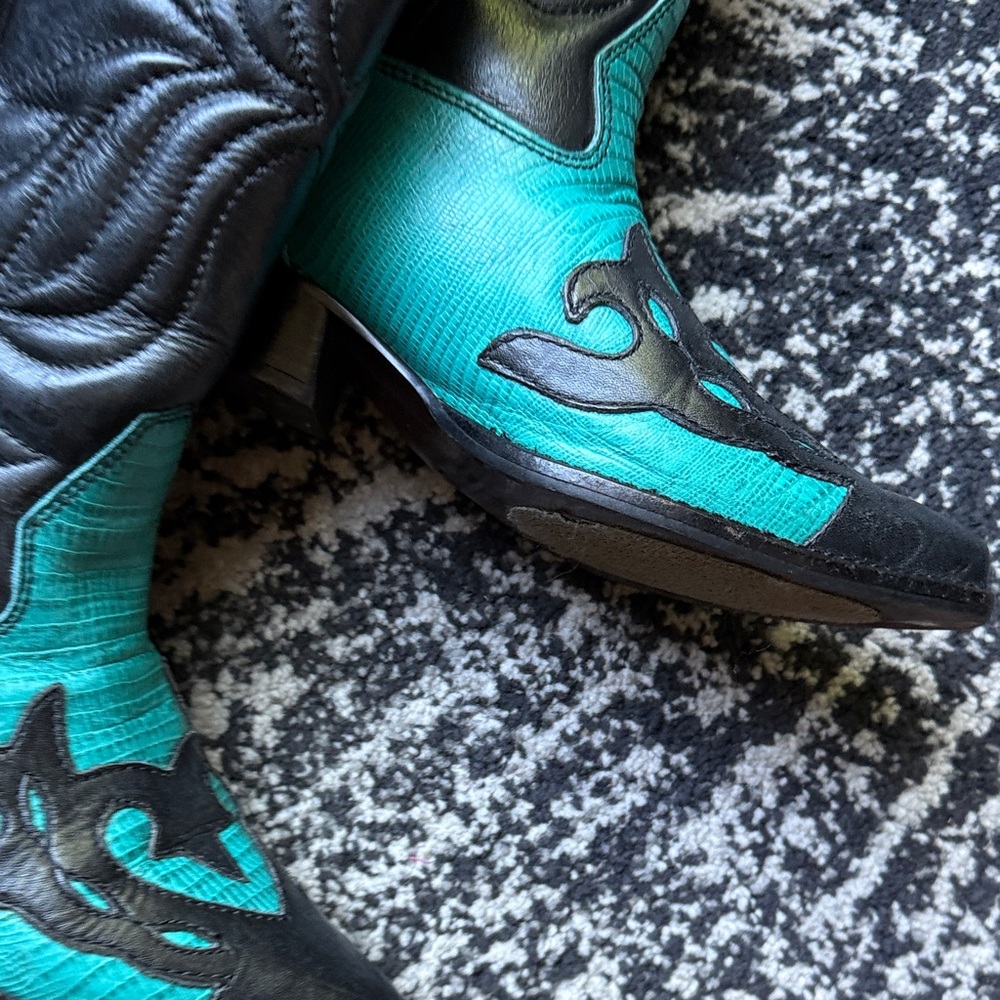 Women’s Teal and Black Western Boots - Flings - Picture 8 of 9